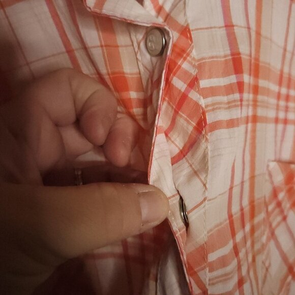 Maurices Pink Orange Plaid Lightweight Western Snap Down Shirt XXL - Picture 4 of 7
